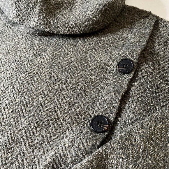 Retrelogy Herringbone‎ Turtleneck Pullover Sweater Cropped with Buttons Gray S/P - Picture 4 of 8